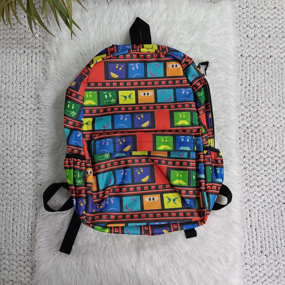 NWOT Colorful Funny Faces Pattern Backpack Kids, Teens, Adults